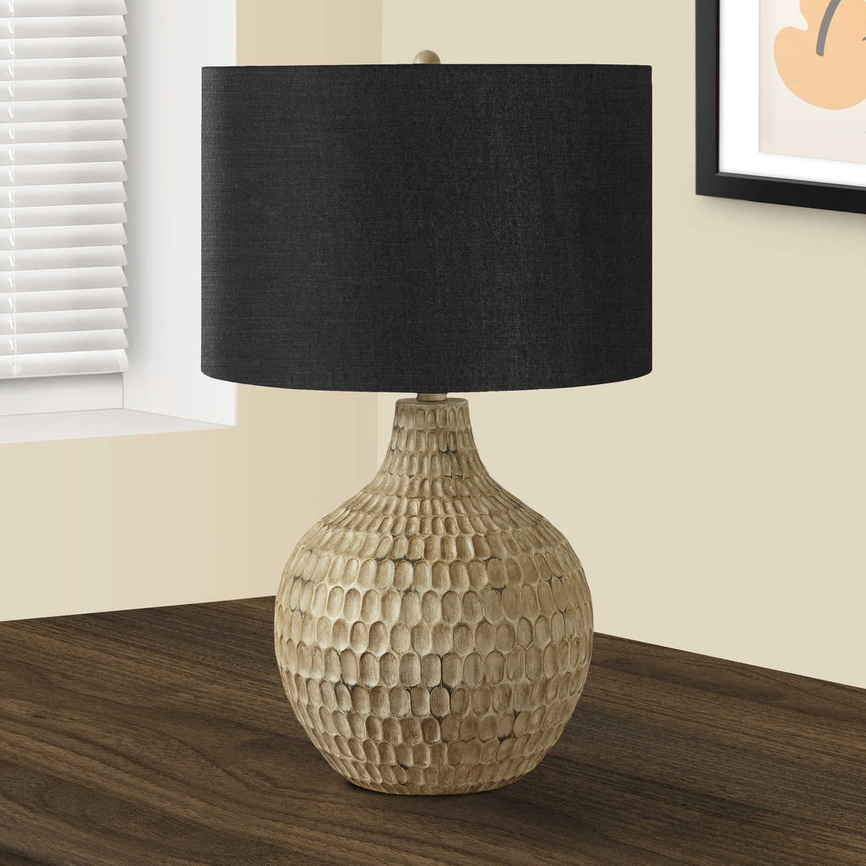 Lampe de table en résine brune texturée 25 po - I 9606