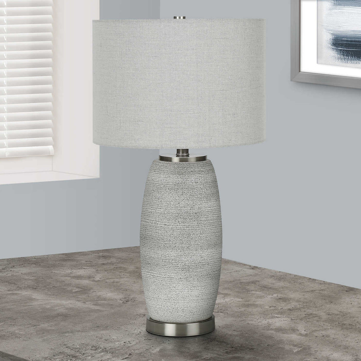 Lampe de table en céramique grise texturée 25 po - I 9711