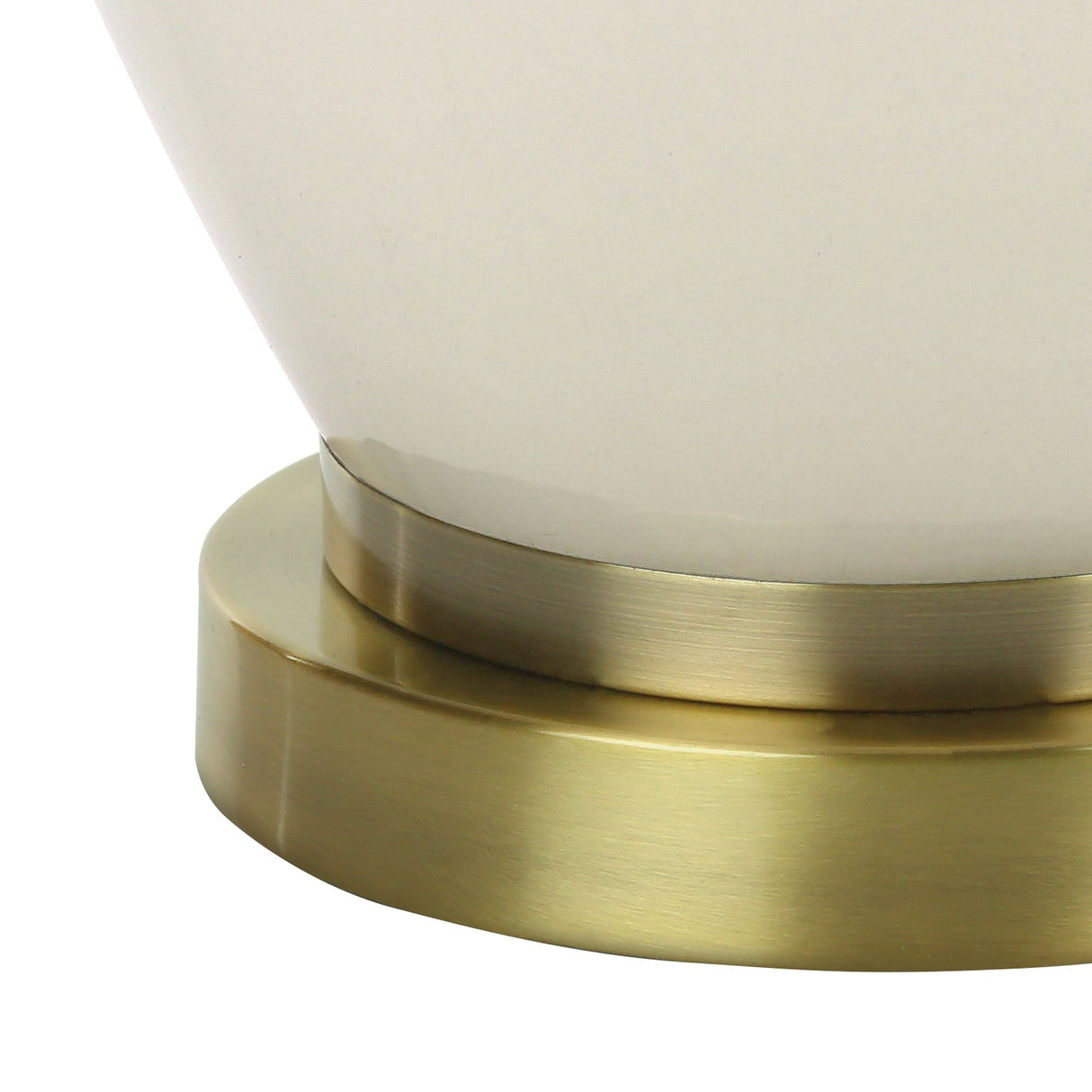 Lampe de table en céramique crème lisse et métal doré 26 po - I 9625