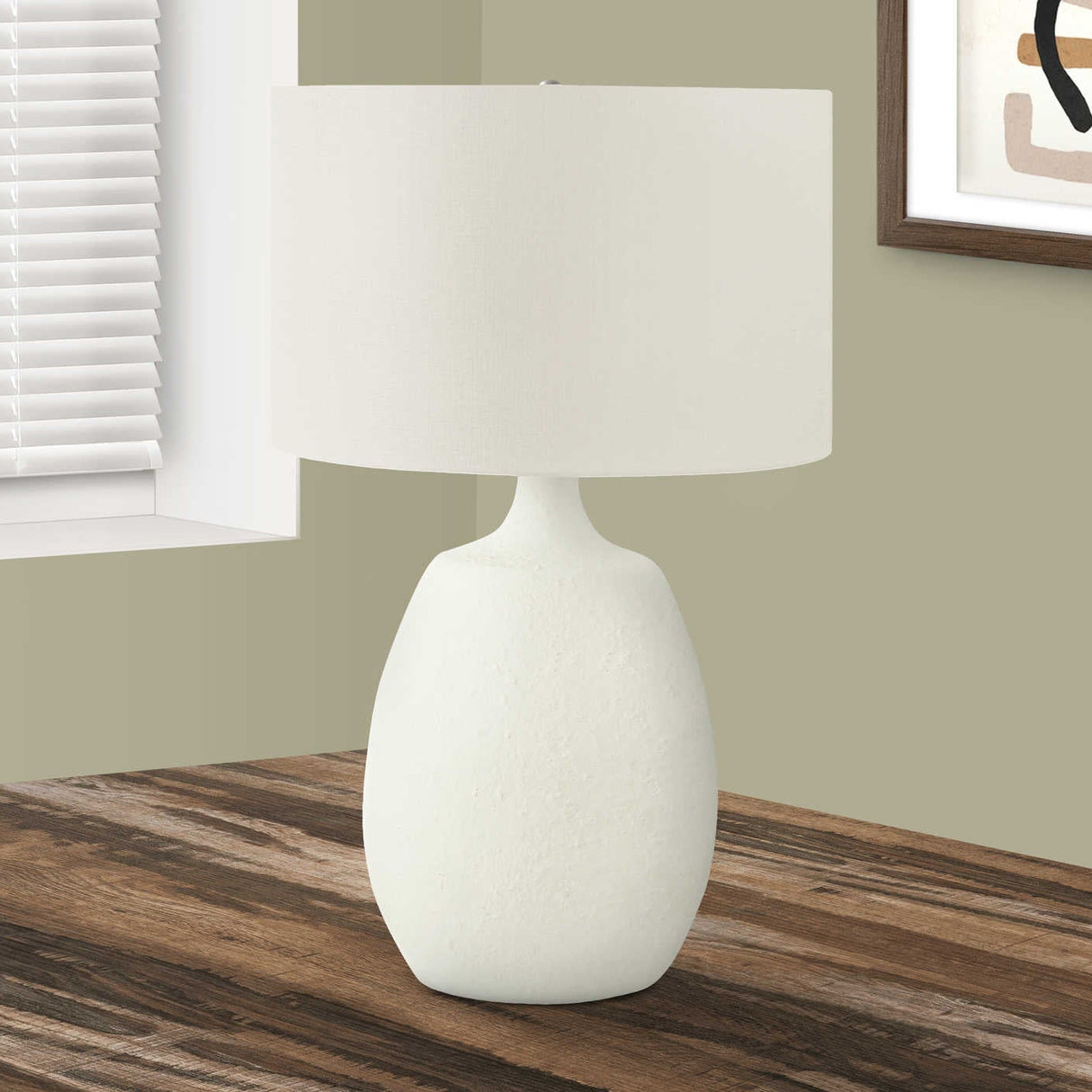 Lampe de table en résine crème texturée 26 po - I 9609