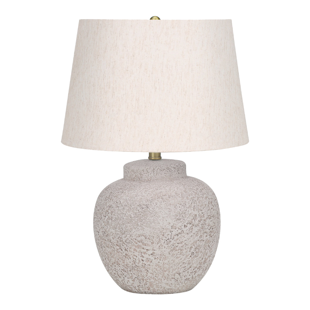 Lampe de table en béton texturé crème en forme d'urne 22 po. - I 9732