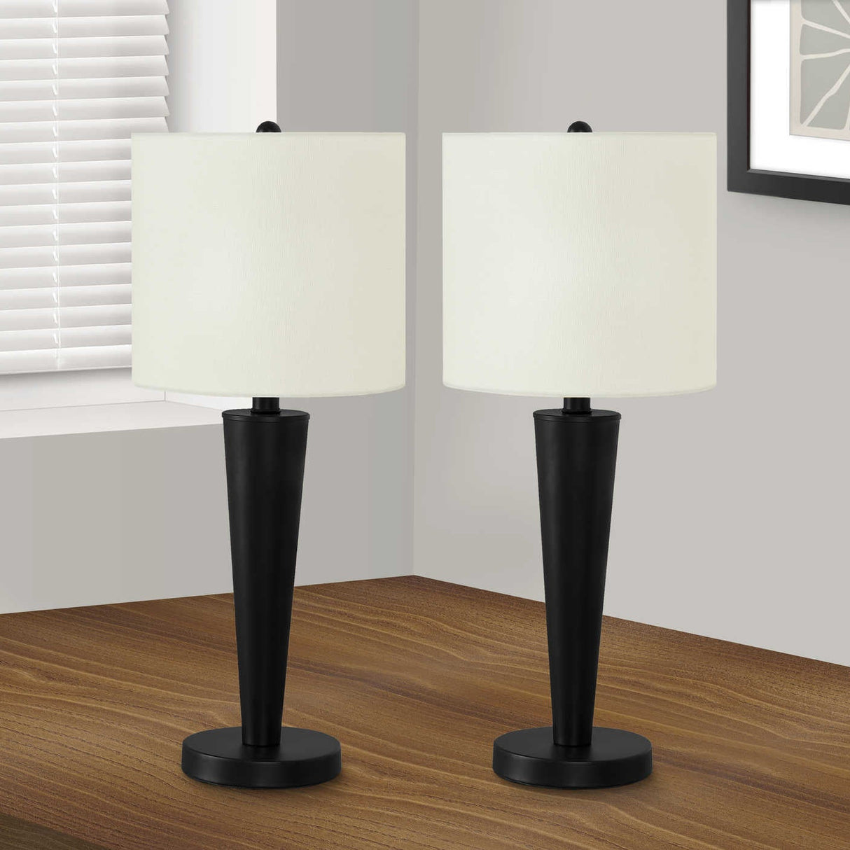 Ensemble de 2 lampes de table en métal avec port USB intégré 24 po - I 9642-9643