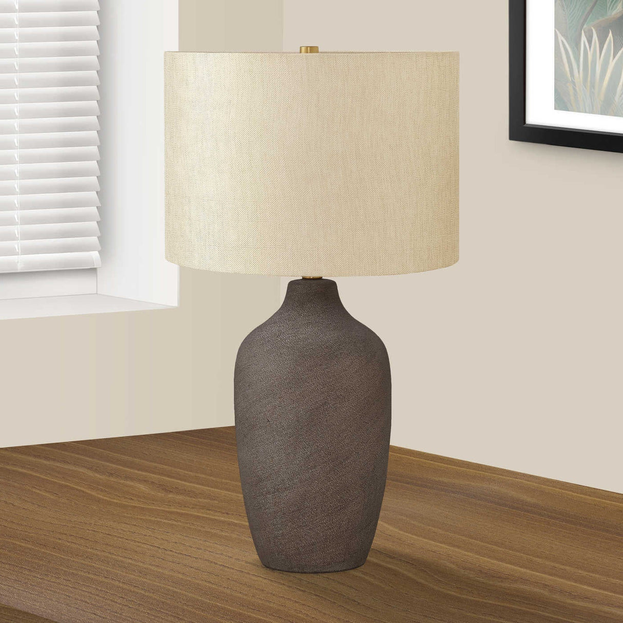 Lampe de table en céramique grise texturée 27 po - I 9709