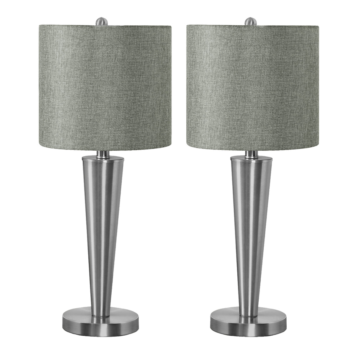 Ensemble de 2 lampes de table en métal argenté 24 po