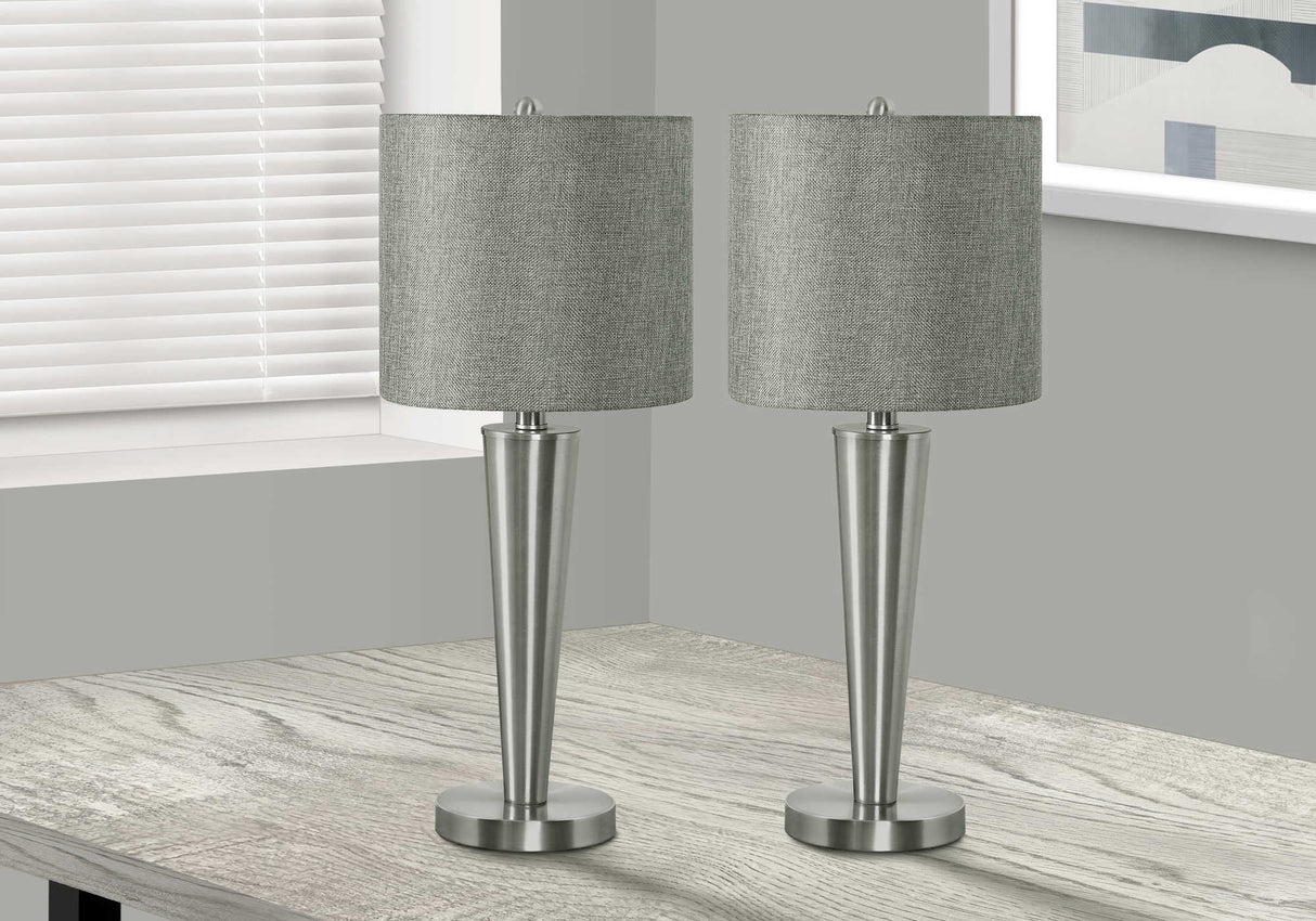 Ensemble de 2 lampes de table en métal argenté 24 po