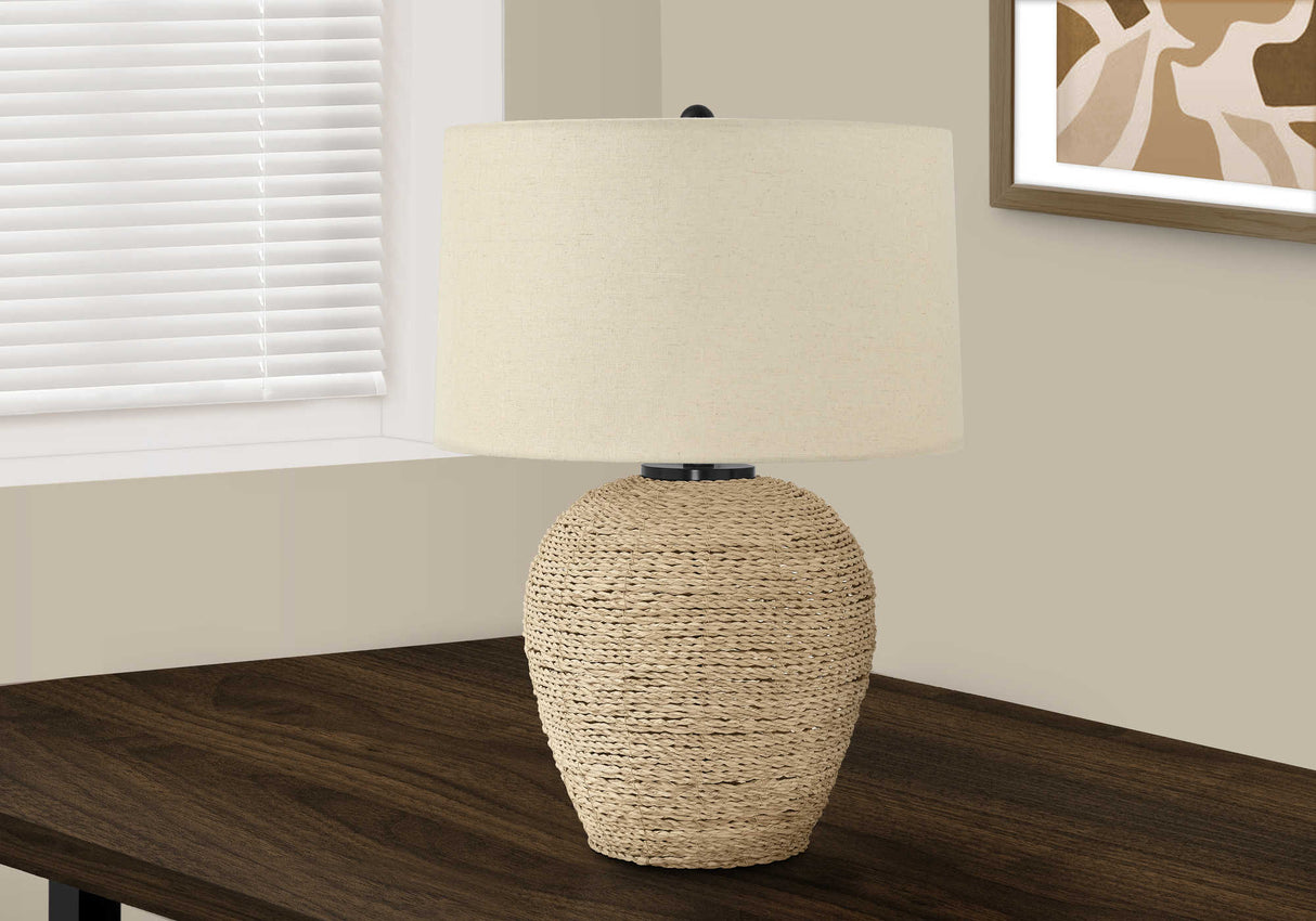 Lampe de table en rotin naturel 25 po.