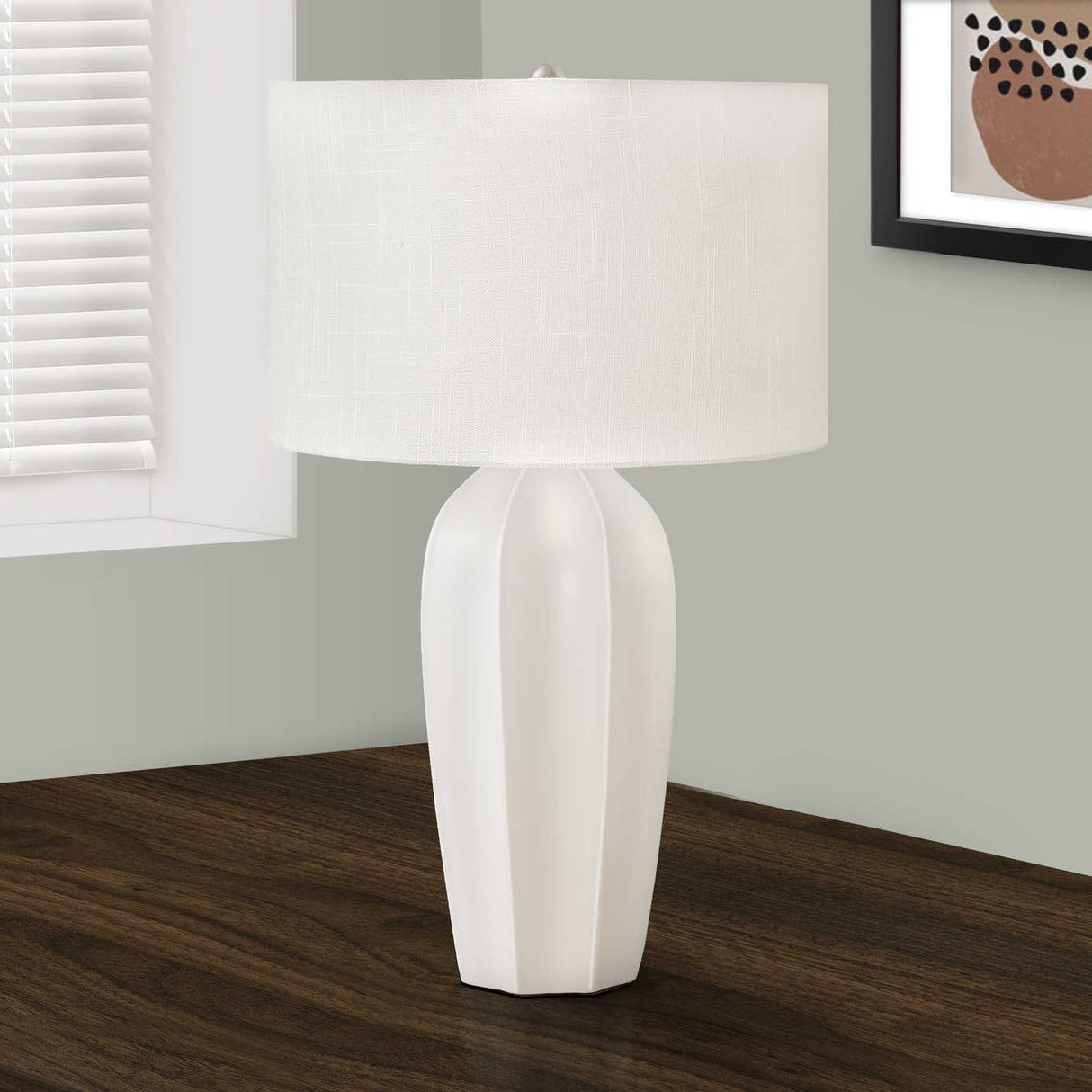 Lampe de table en céramique crème lisse 27 po - I 9731