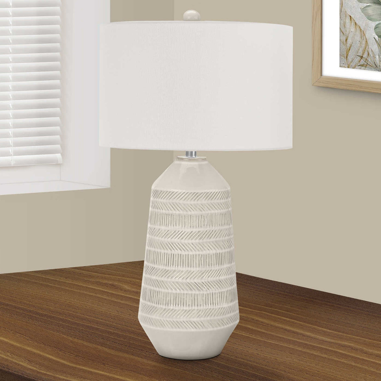 Lampe de table en céramique crème texturée 33 po - I 9613