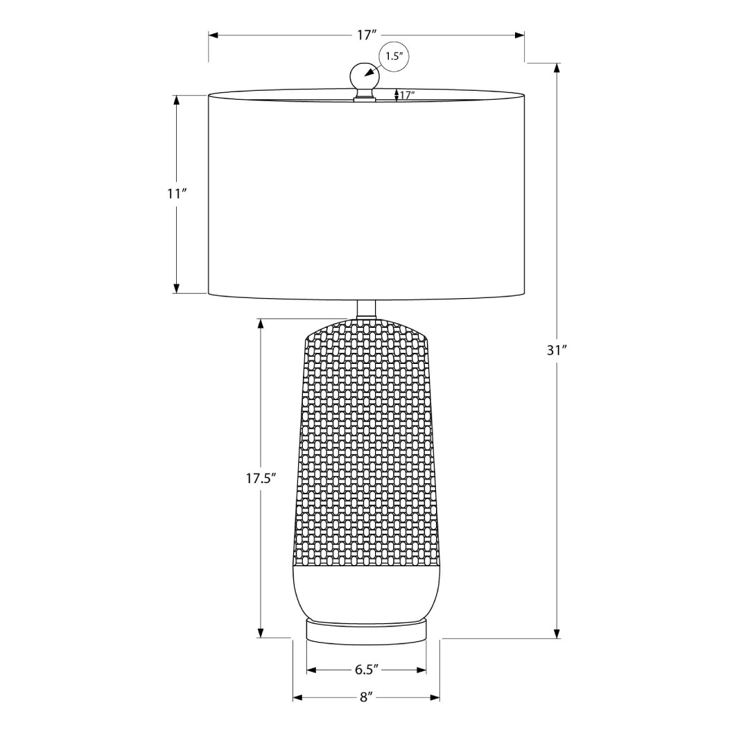 Lampe de table en céramique crème avec un motif en relief 31 po - I 9605