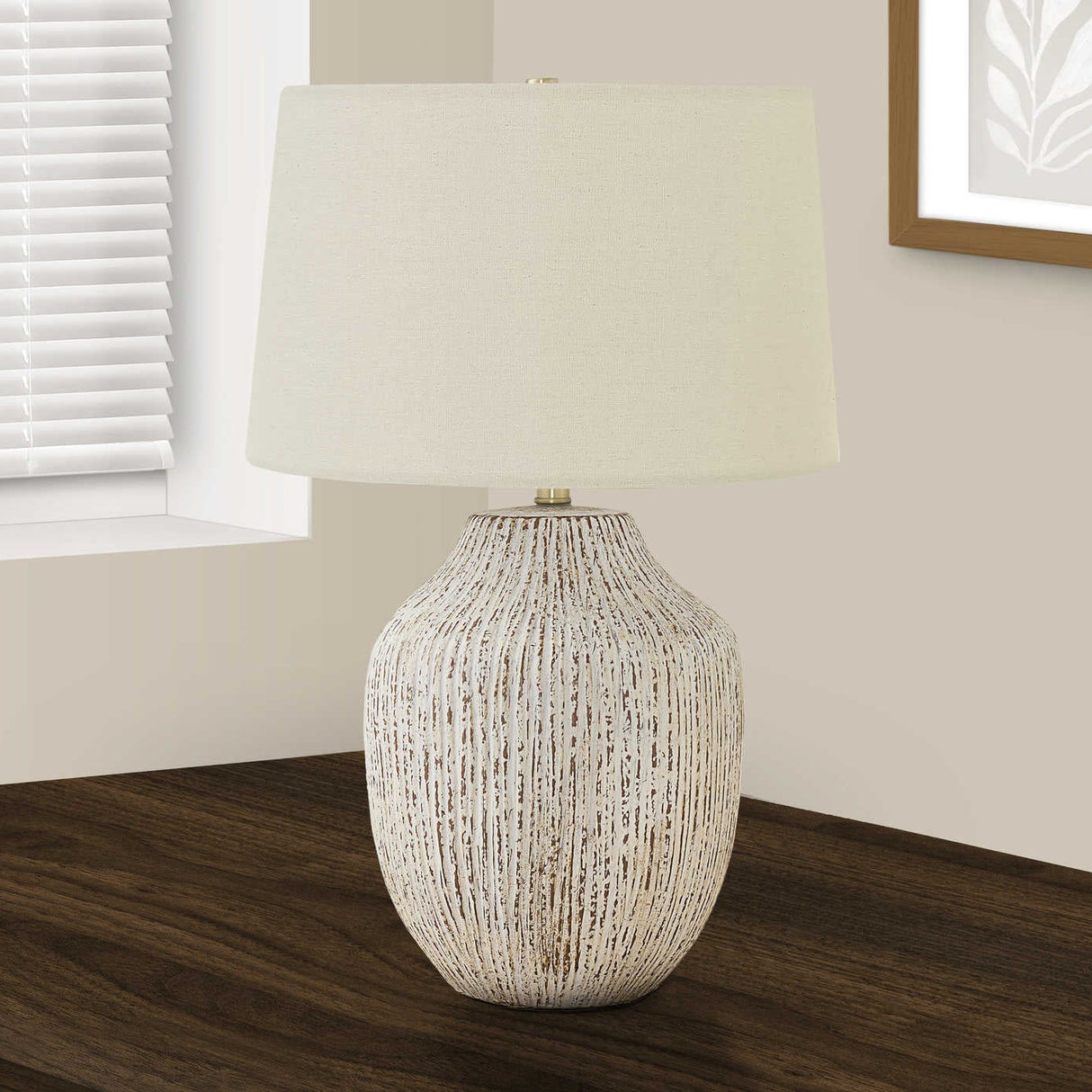 Lampe de table en céramique crème texturée 26 po - I 9719