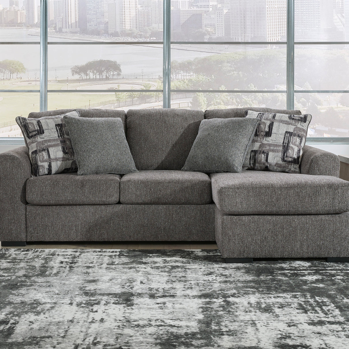 Sofa en tissu gris étain avec chaise longue - Gardiner