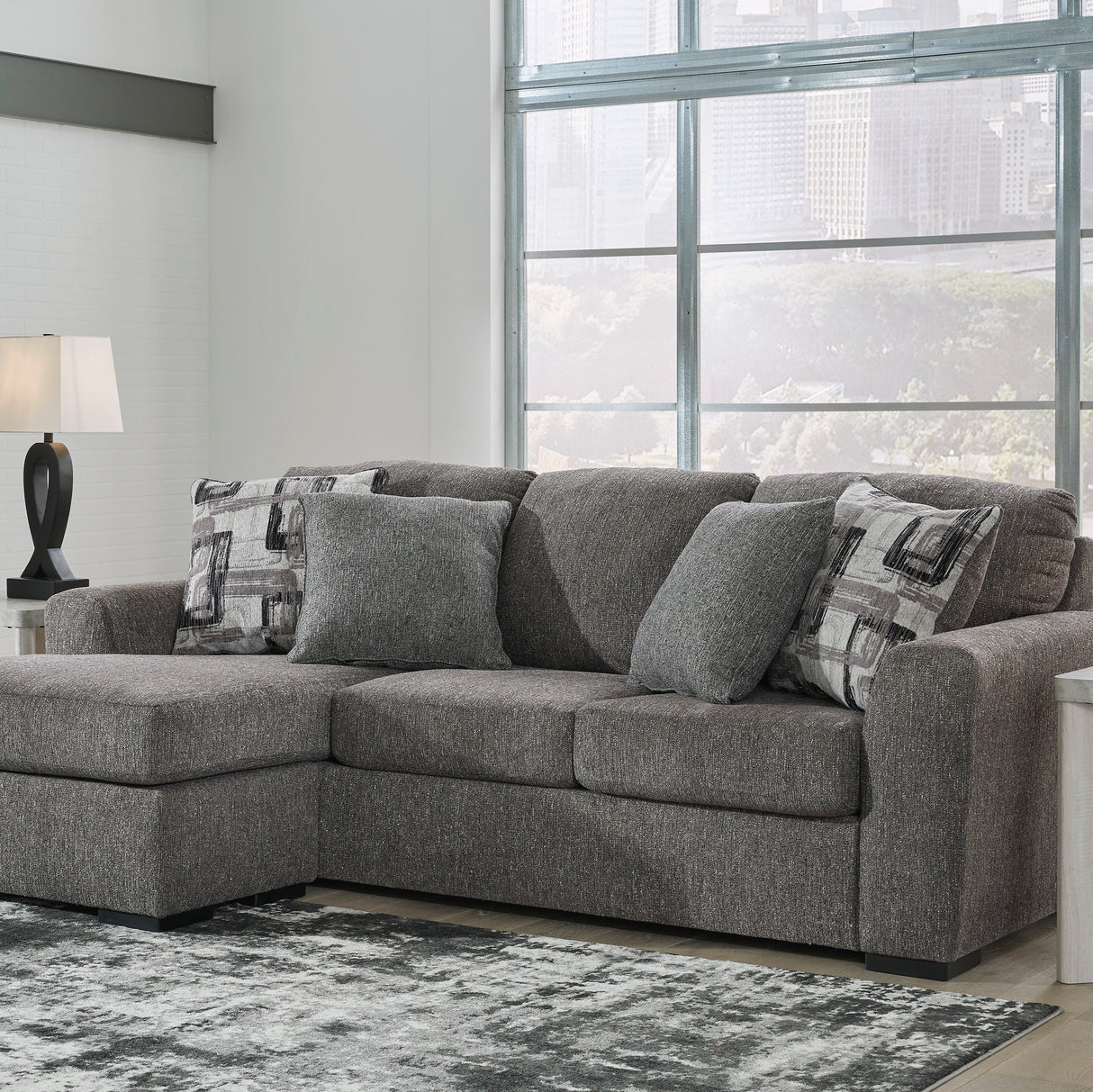 Sofa en tissu gris étain avec chaise longue - Gardiner