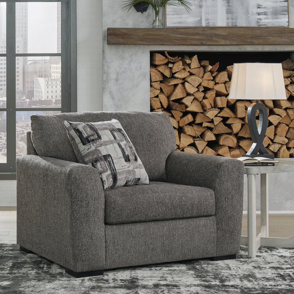 Fauteuil surdimensionné en tissu gris étain - Gardiner