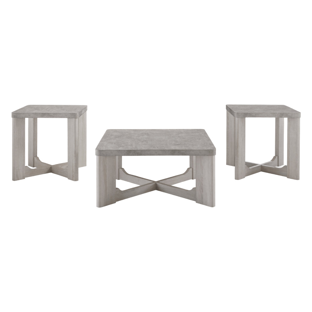 Ensemble de 3 tables en mélamine gris ciment - Garnilly