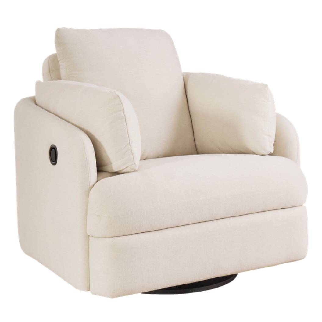Fauteuil berçant et pivotant en tissu ivoire - Modmax