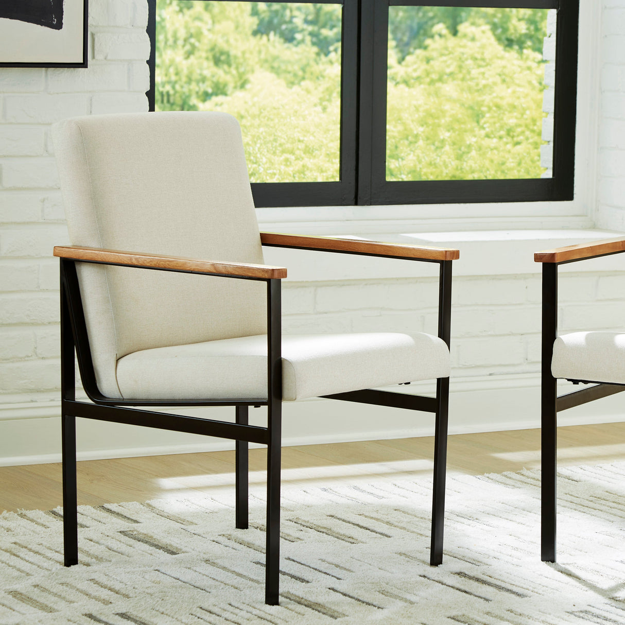 Ensemble de 2 chaises de salle à manger rembourrées en tissu blanc - Dressonni