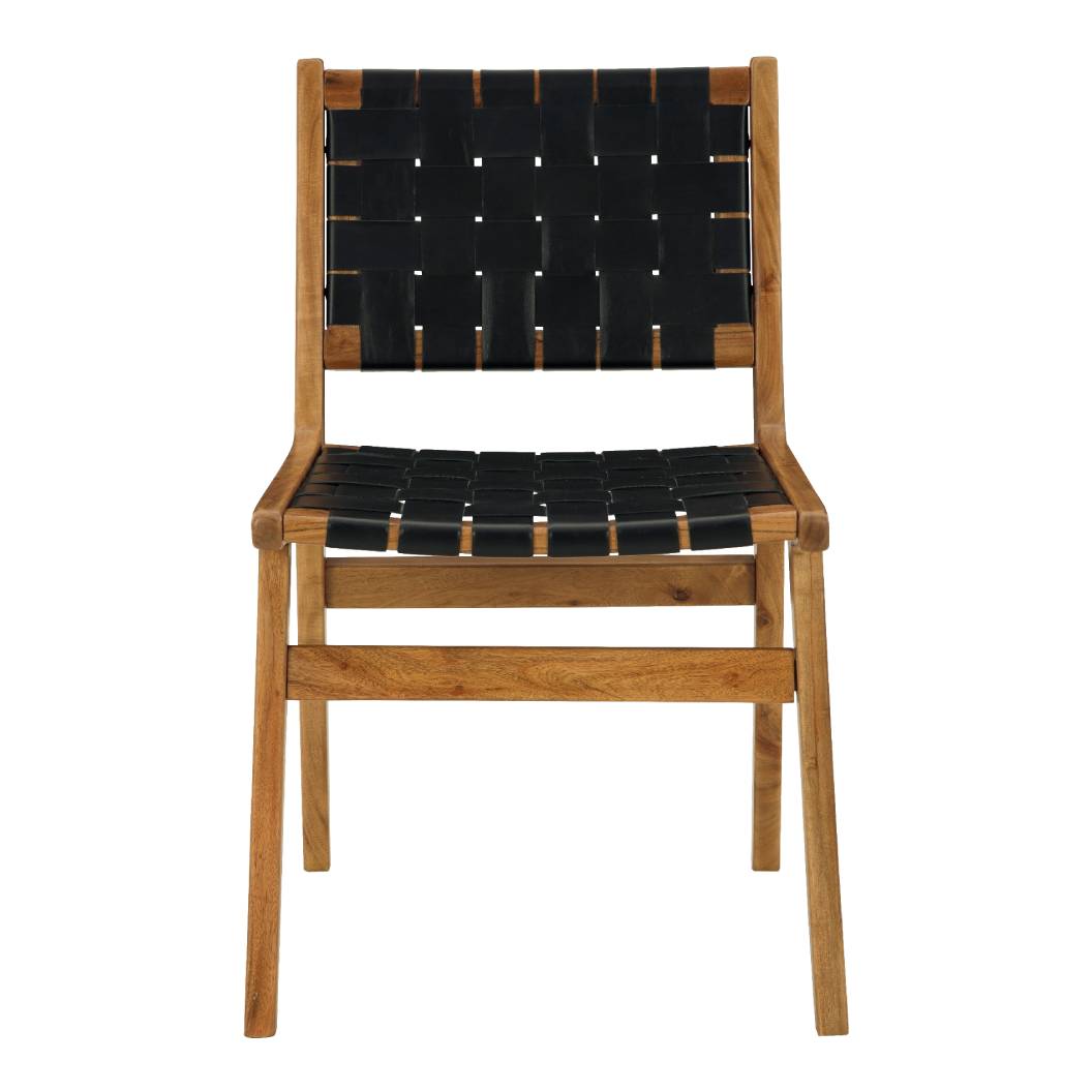 Ensemble de 2 chaises de salle à manger en bois et sangles de cuir - Fortmaine