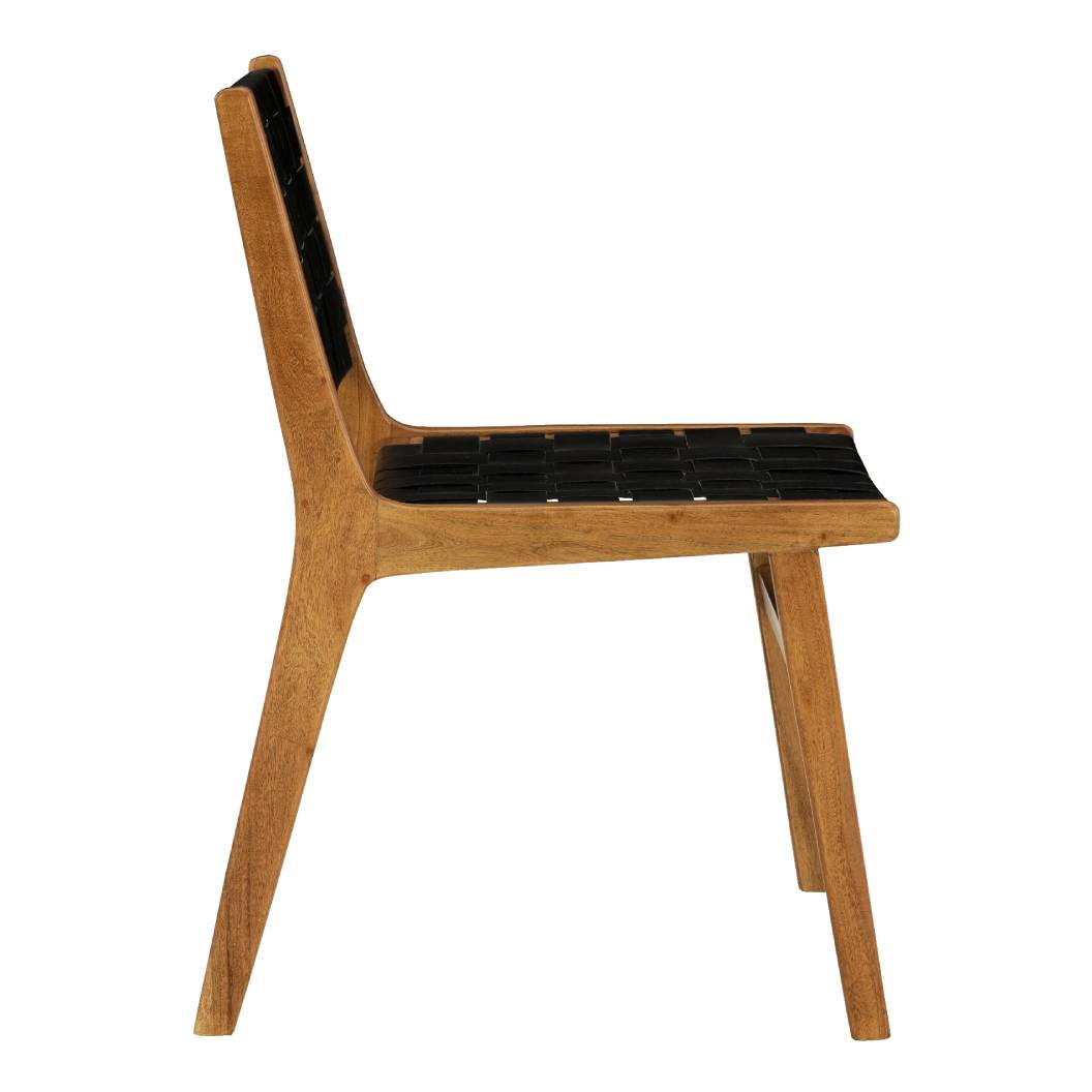 Ensemble de 2 chaises de salle à manger en bois et sangles de cuir - Fortmaine