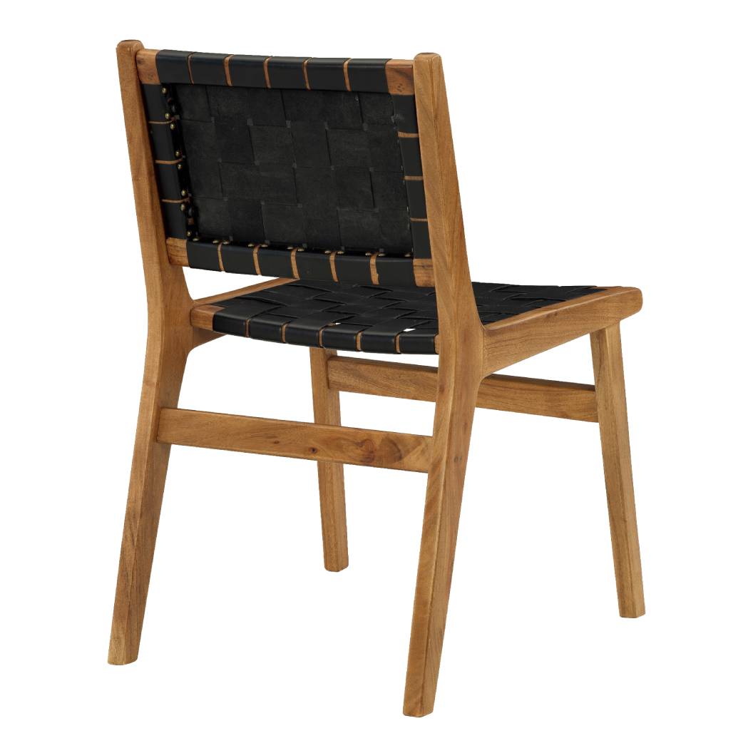 Ensemble de 2 chaises de salle à manger en bois et sangles de cuir - Fortmaine