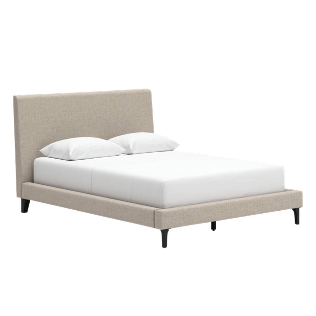 Lit  complet grand en tissu gris - Cielden