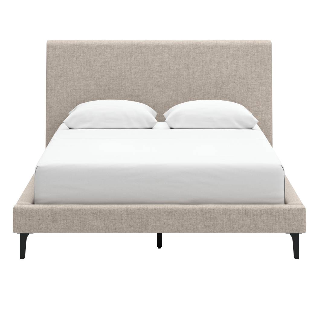 Lit  complet grand en tissu gris - Cielden