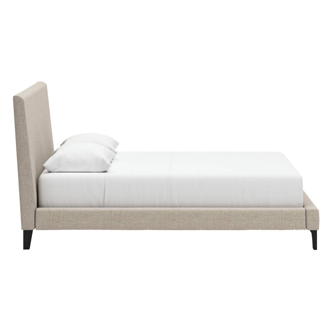 Lit  complet grand en tissu gris - Cielden