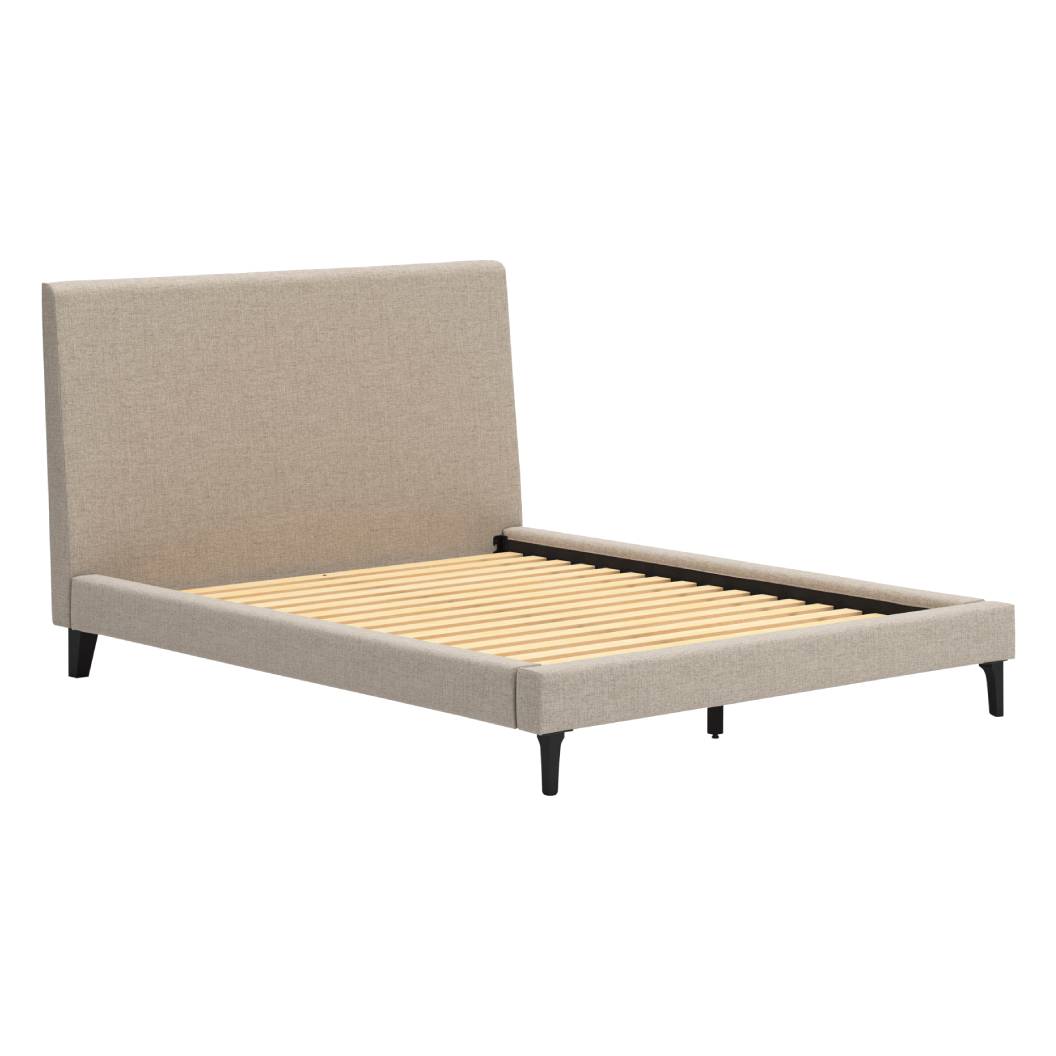 Lit  complet grand en tissu gris - Cielden