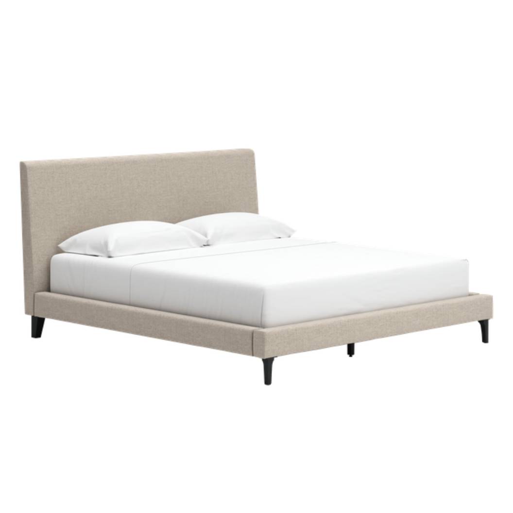 Lit  complet très grand en tissu gris - Cielden