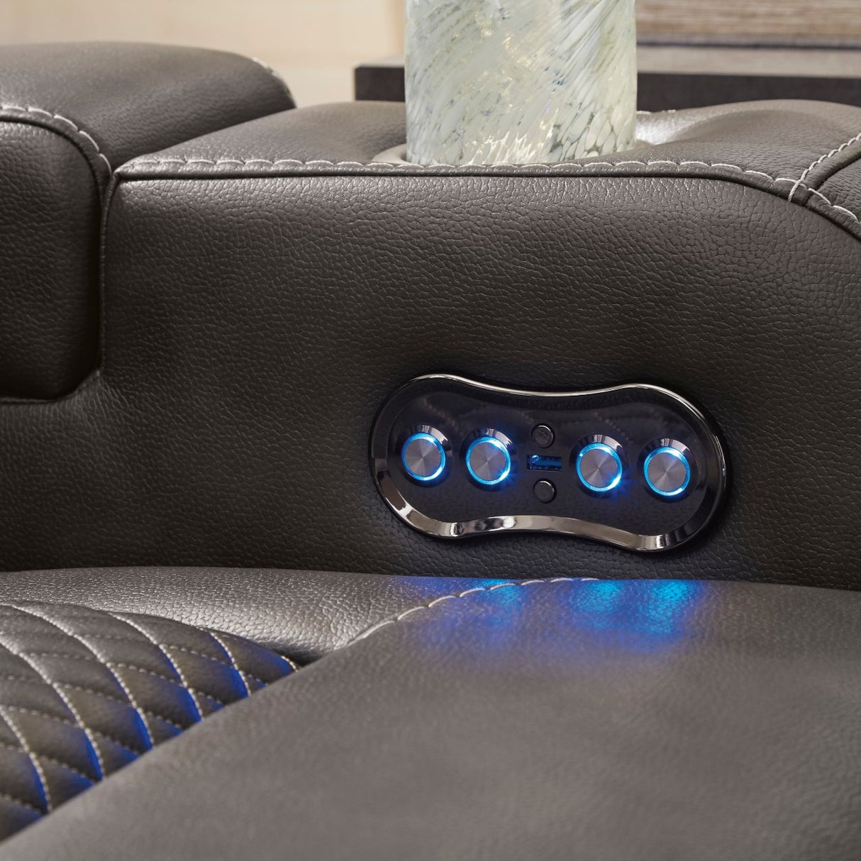 Fauteuil motorisé aspect cuir gris - Mountainous