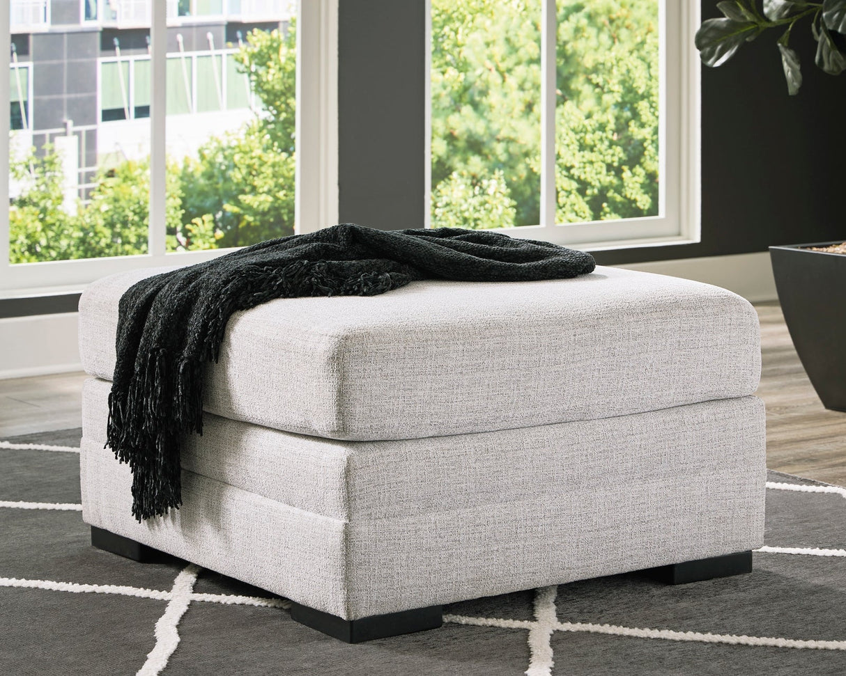 Ottoman surdimensionné en tissu gris pâle - Koralynn