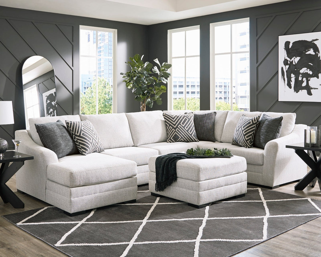 Ottoman surdimensionné en tissu gris pâle - Koralynn