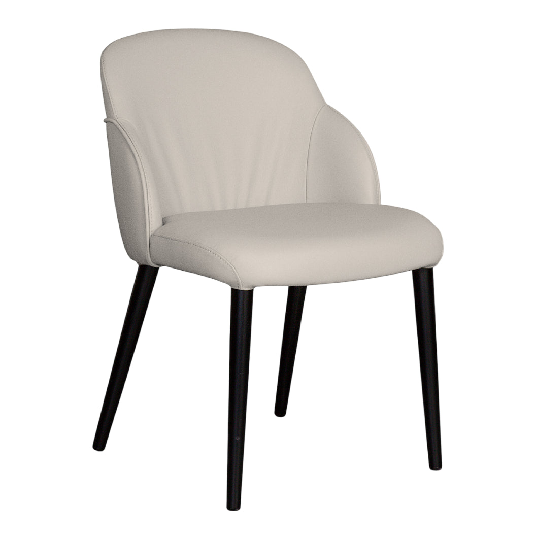 Chaise de salle à manger rembourrée en cuir blanc - Nancy