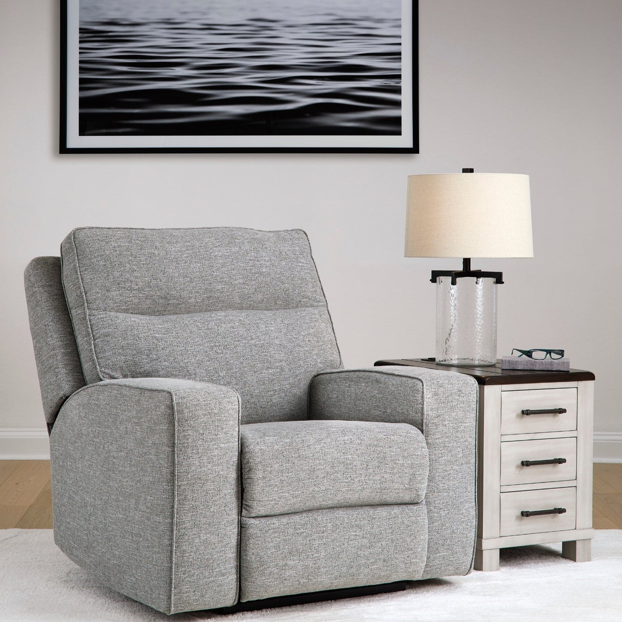 Fauteuil motorisé zéro gravité en tissu gris étain - Biscoe