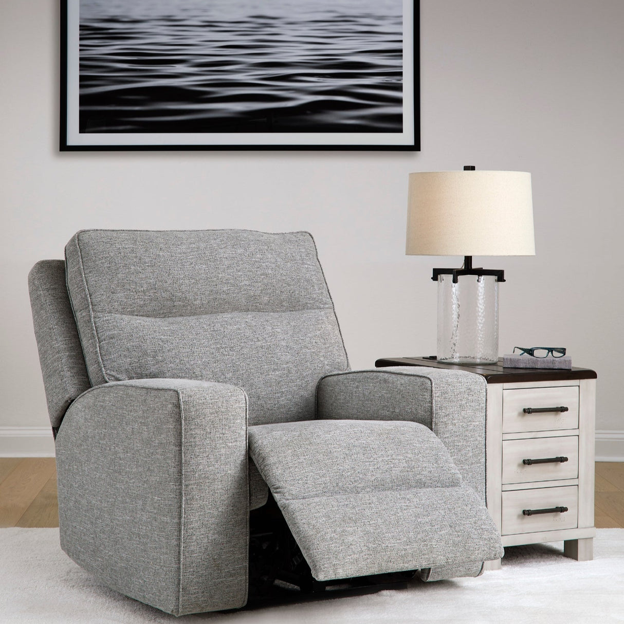 Fauteuil motorisé zéro gravité en tissu gris étain - Biscoe