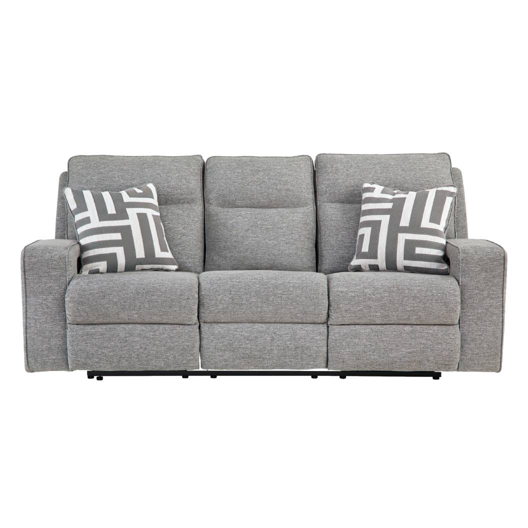 Sofa motorisé en tissu gris pâle avec coussins - Biscoe