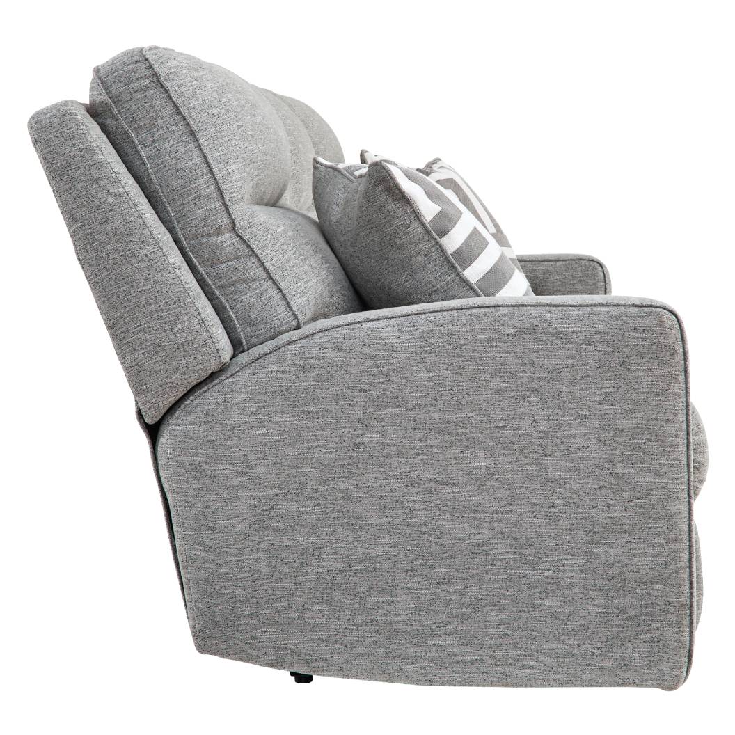 Sofa motorisé en tissu gris pâle avec coussins - Biscoe
