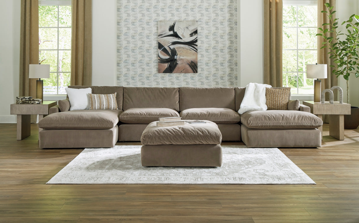 Ottoman surdimensionné en tissu brun cacao - Sophie