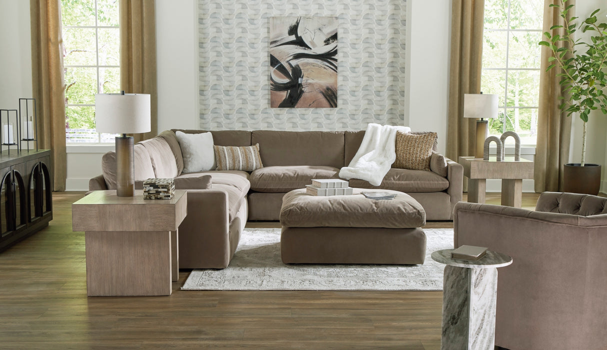 Ottoman surdimensionné en tissu brun cacao - Sophie