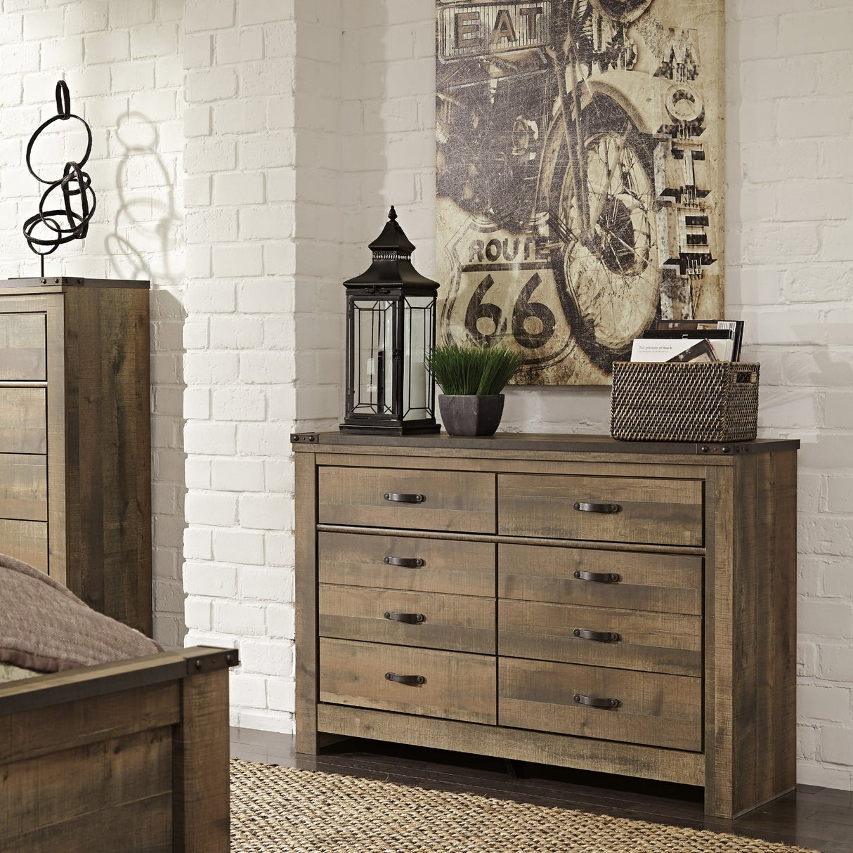 Bureau à 6 tiroirs en bois/placage brun - Trinell