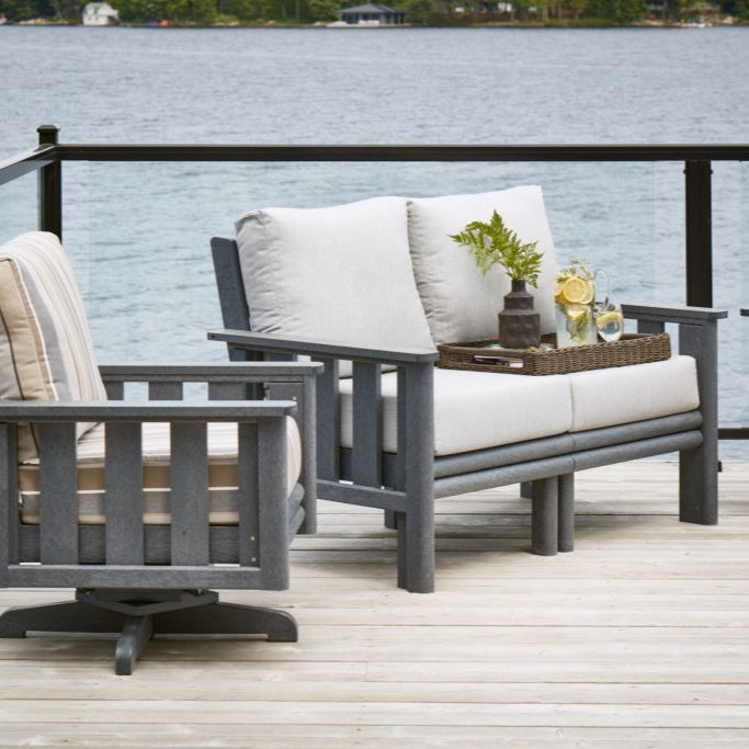 Causeuse extérieure en plastique recyclé noir - Stratford