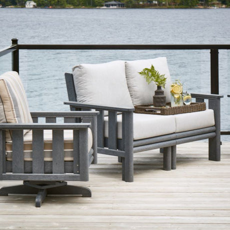 Causeuse extérieure en plastique recyclé noir - Stratford