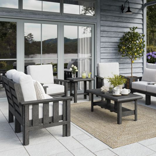 Causeuse extérieure en plastique recyclé noir - Stratford