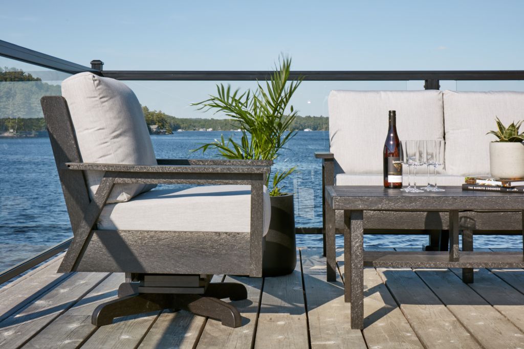 Fauteuil pivotant extérieur en plastique recyclé gris ardoise - Tofino