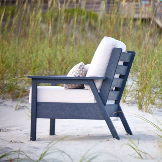 Chaise fauteuil extérieure grise foncée plastique recyclé - Tofino