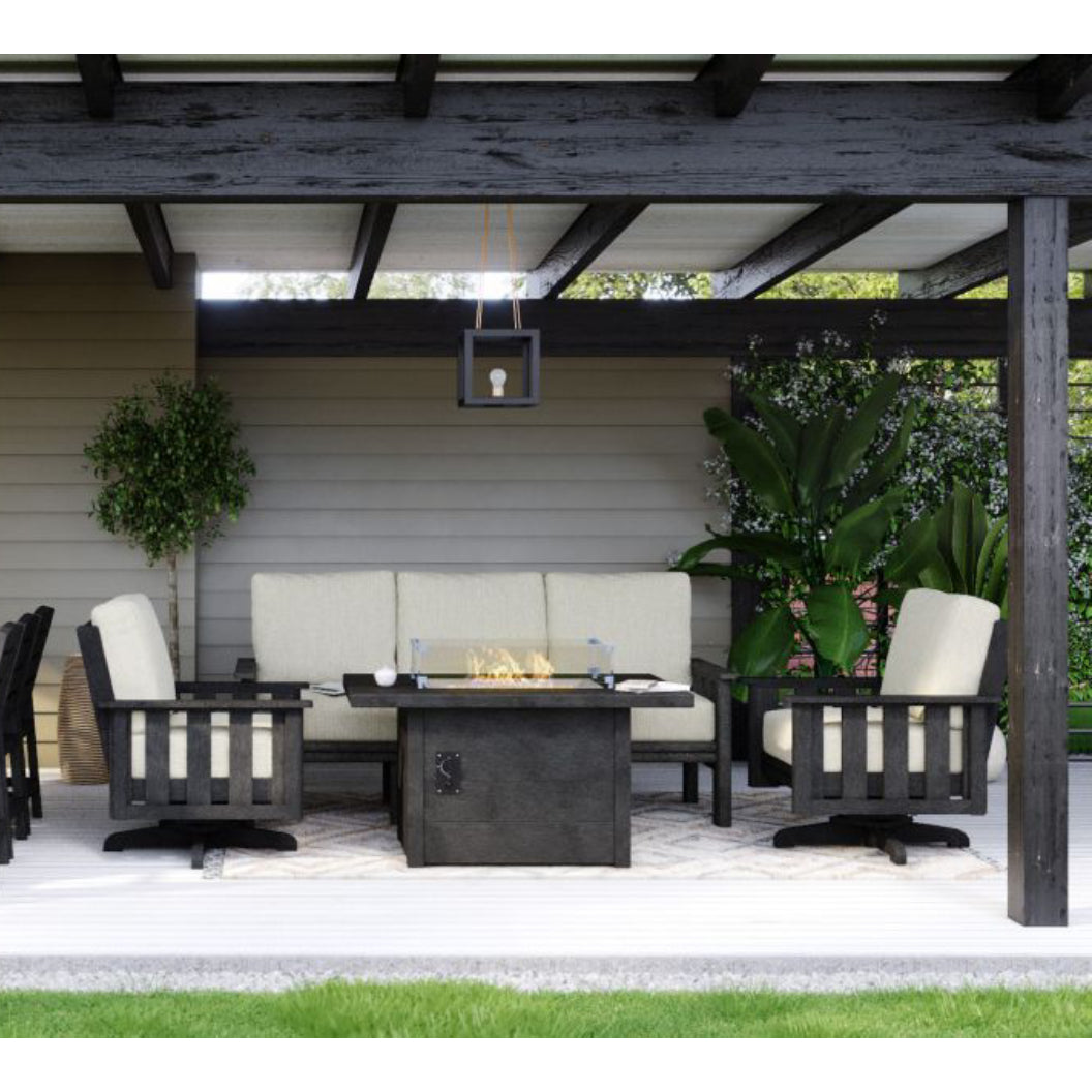 Table extérieure en plastique recyclé avec foyer Crystal Fire Plus - FT01