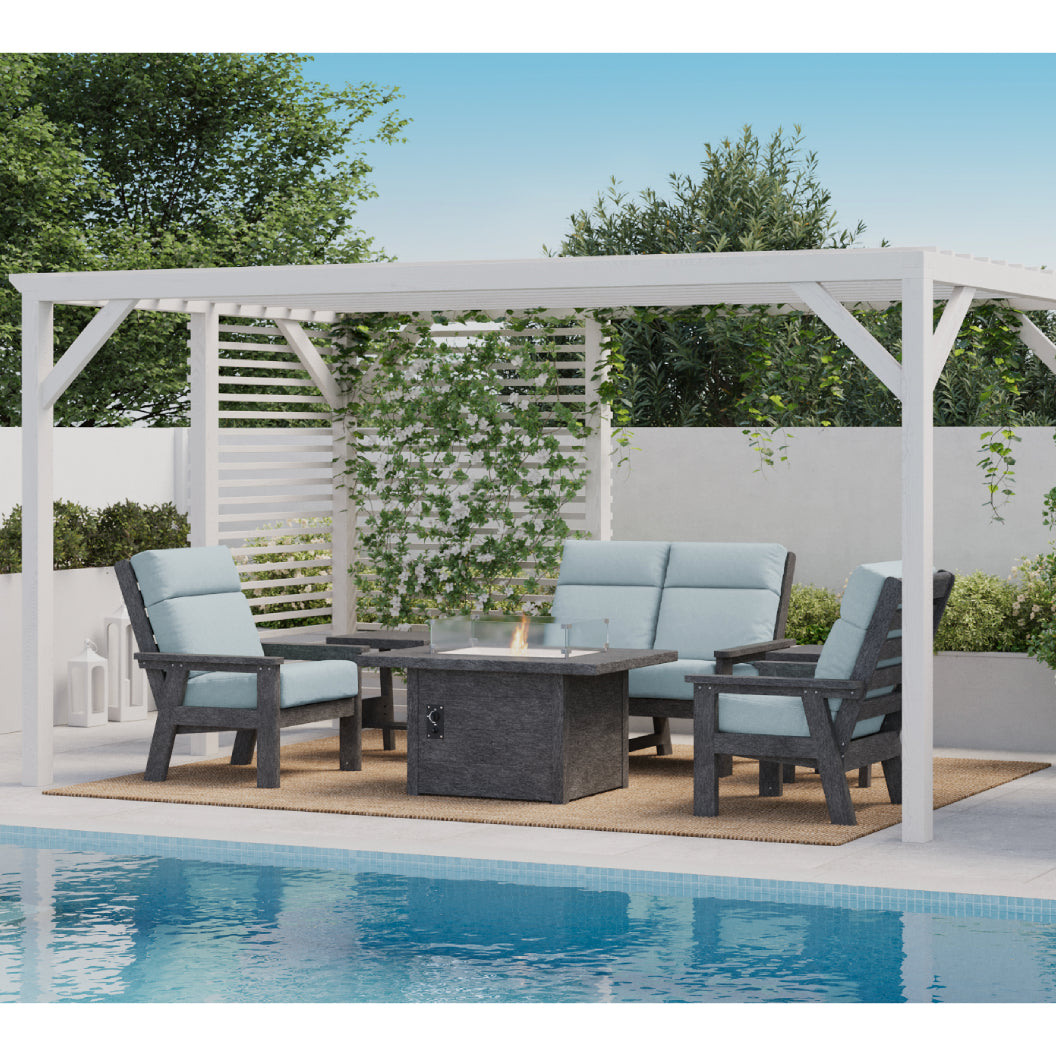 Table extérieure en plastique recyclé avec foyer Crystal Fire Plus - FT01