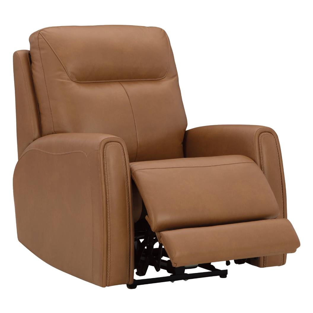 Fauteuil motorisé zéro gravité en cuir brun caramel - Tryanny