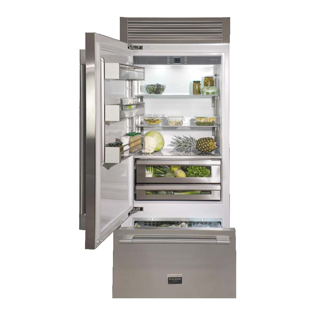 Réfrigérateur à congélateur inférieur 36 po, 18,5 pi³ Inox - Sofia Pro avec charnière gauche