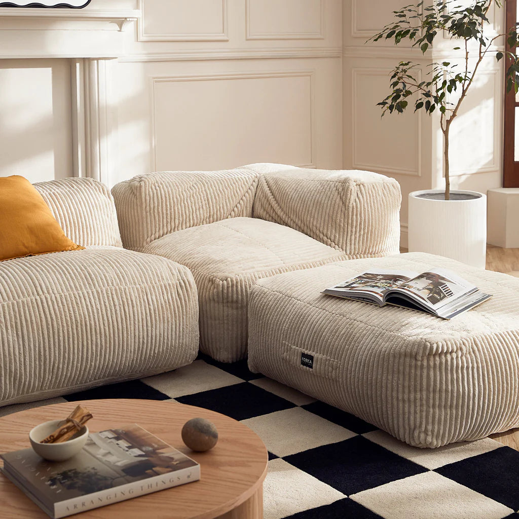 Ottoman poire Modish en tissu beige