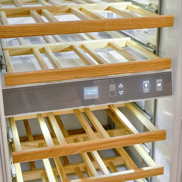Cellier à vin encastrable 24 po, 54 bouteilles Inox à 2 zones avec tiroir FlexZone - Sofia Pro